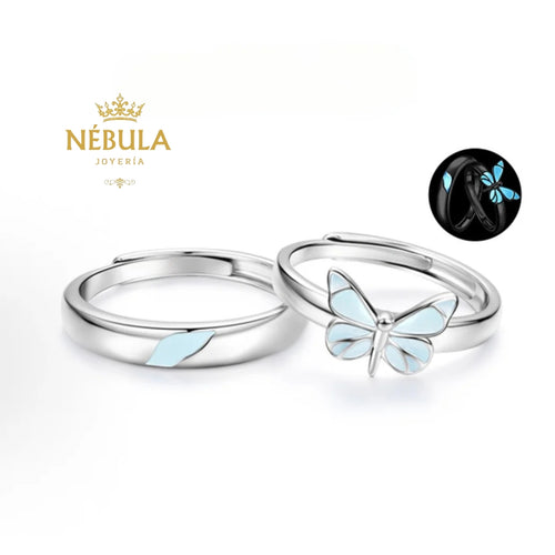 Anillo para parejas de Mariposa Azul Sueño Luminoso 💙