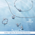 Set Completo Lágrima de Sirena Azul Océano (Collar + Pulsera + Anillo + Arete)
