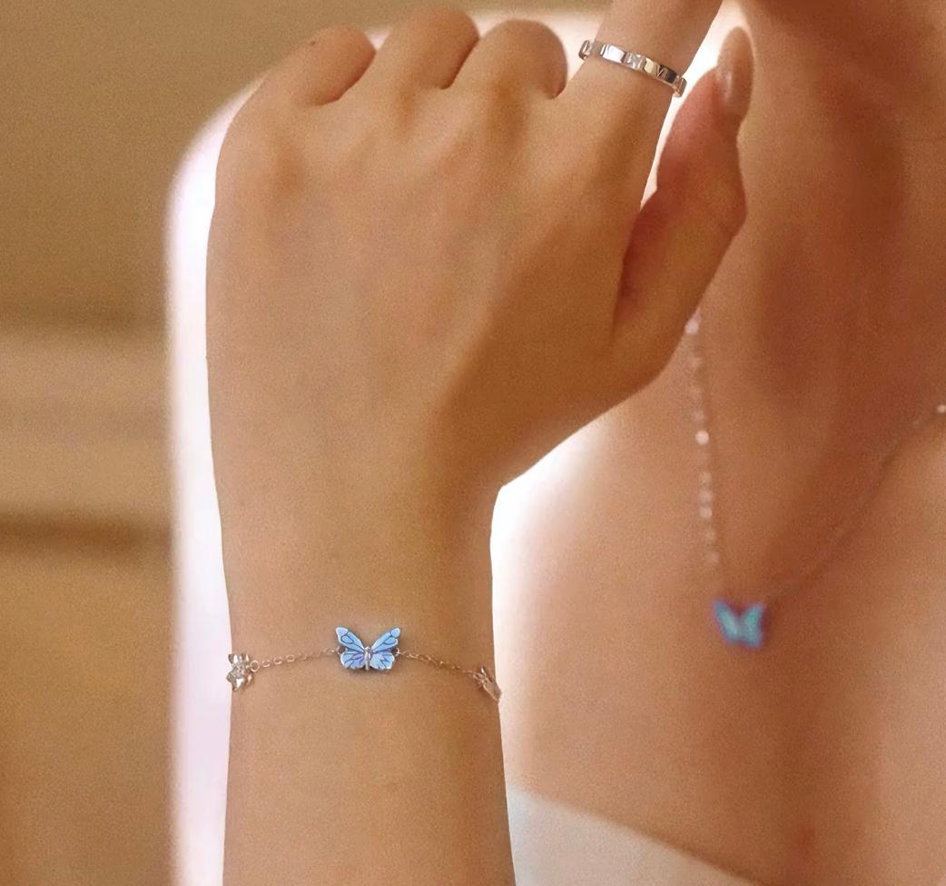 SET MARIPOSA (COLLAR + PULSERA) 💙🦋✨