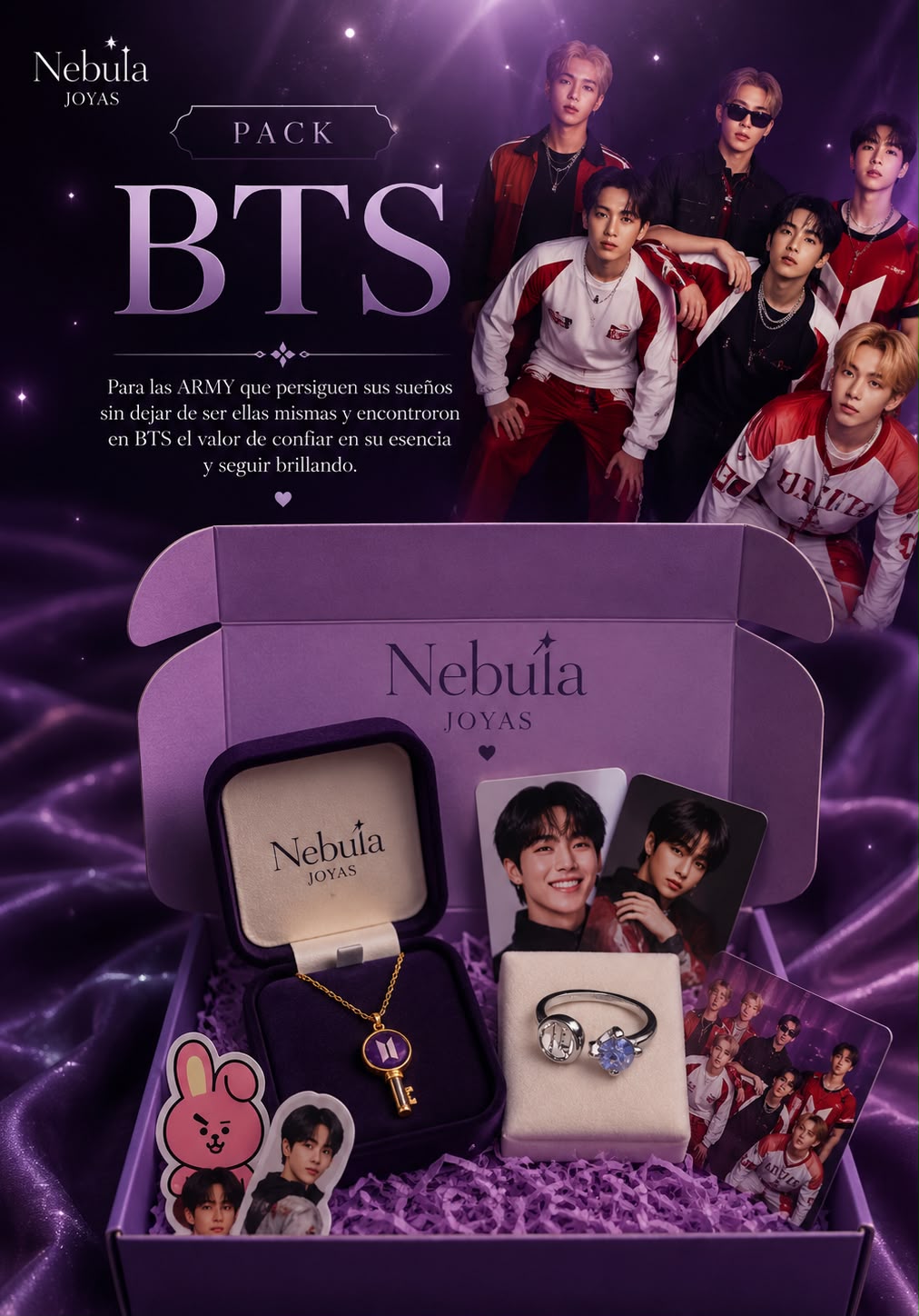 Pack BTS – Collar Army bomb + Anillo inspirado en BTS 💜