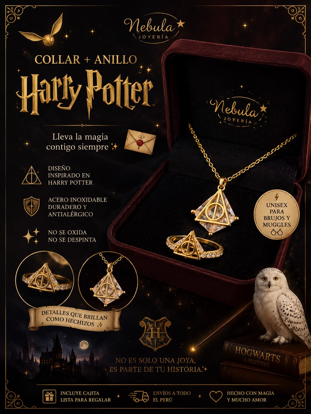 Coleccion Harry potter - collar + Anillo reliquias de la muerte