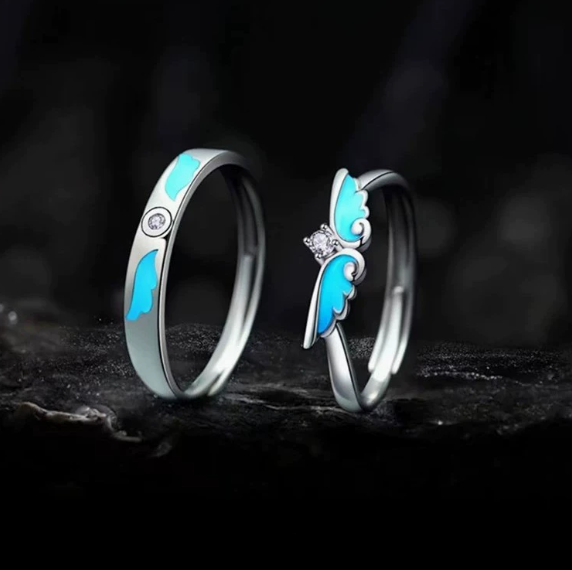 Luminous Romance Anillos de promesa 🩵👑✨