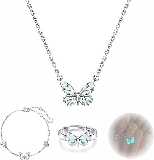 SET MARIPOSA X4 UND (COLLAR + PULSERA + ANILLO + ARETE) 🦋✨
